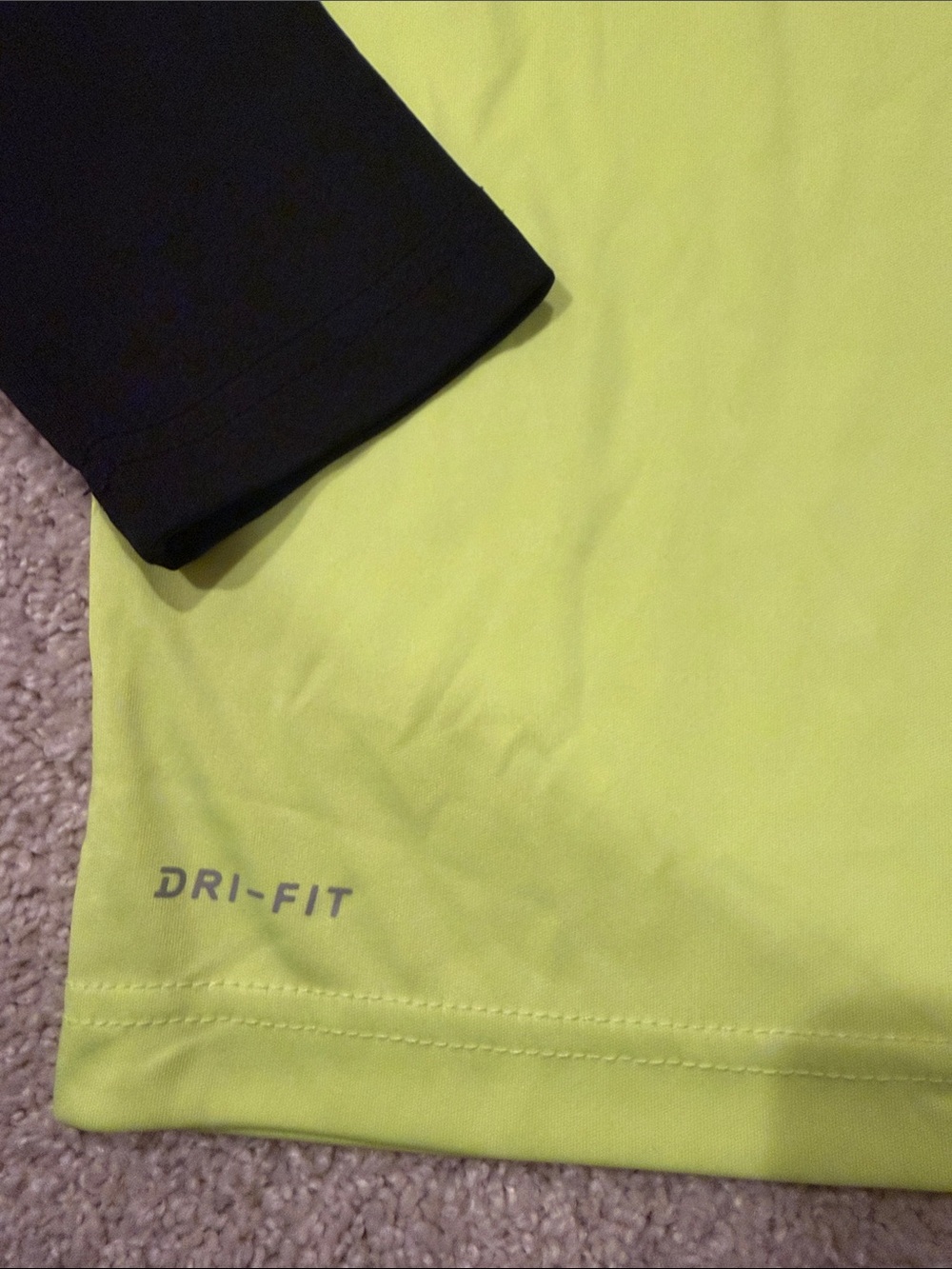 Nike Dri Fit Neon Yellow and Black Long Sleeve Dri-FIT Tee, kids size 5 - Picture 5 of 6